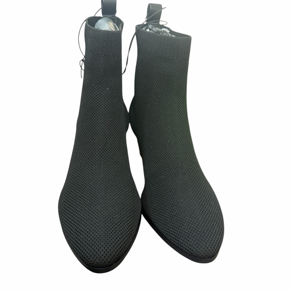 Black Knit Pointed Sock Booties - Women's Ankle Boots
